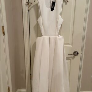 DKNY White Textured Cutout Midi Dress NWT